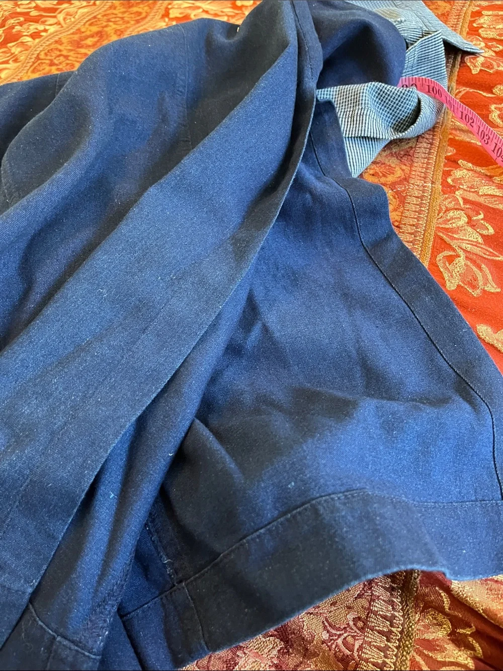 Koret City Blues Vintage Denim Navy Jacket and Dress Set with One Side Slit
